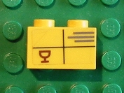 Lego Brick 1 x 2 with Parcel with Fragile Goblet Pattern (Sticker) - Set 2150
