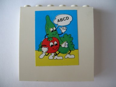 Lego Brick 1 x 6 x 5 with Tomato, Cucumber and 'ABCD' Pattern (Sticker) - Set 231-1 / White