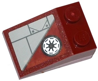 Lego Slope 33 3 x 2 with Light Bluish Gray Panels and SW Republic Pattern (Sticker) - Set 75039 / Dark Red