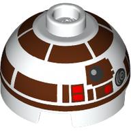 Lego Brick Round 2 x 2 Dome Top with Dark Brown Astromech Droid print (R7-D4)