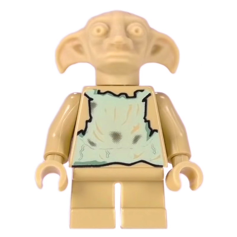 Lego Dobby, Sand Green Vest, Unprinted Head