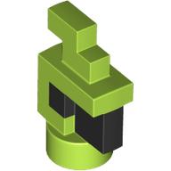 Lego Animal Body Part, Bird, Chicken/Parrot Head Pixelated with Black Eyes and Beak pattern / Lime