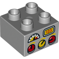 Lego Duplo Brick 2 x 2 with Red and Yellow Knobs, Gauge, and '123' Display Print