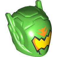 Lego Helmet with Antennae and Yellow Visor, Orange Markings Print / Bright Green