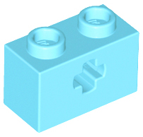 Lego Technic, Brick 1 x 2 with Axle Hole / Medium Azure