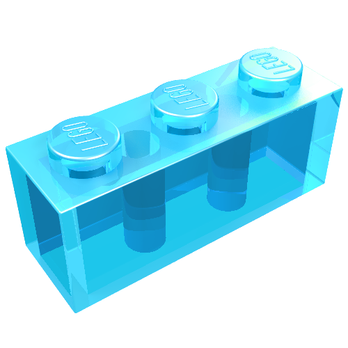Lego Brick 1 x 3 / Trans-Light Blue