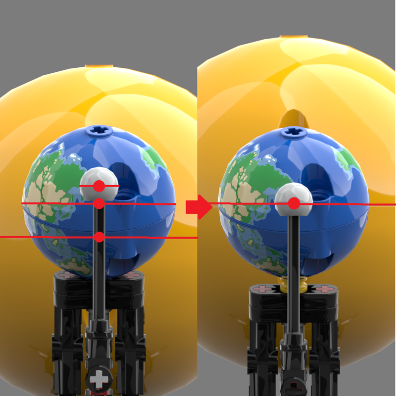 Lego Planet Earth and Moon in Orbit: Vertically Aligned