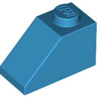 Lego Brick Sloped 45° 2 x 1 with Bottom Pin / Dark Azure