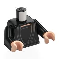 Lego Torso, Dress, Dark Bluish Grey Trim, Belt Print, Black Arms, Light Nougat Hands with / Black