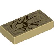 Lego Tile 1 x 2 with Reddish Brown Scarlet Witch Figure print / Tan