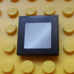 Lego Tile 2 x 2 with White and Light Gray Square on Black Large Border Background Pattern (Sticker) - Set 8144