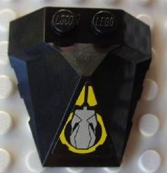 Lego Wedge 4 x 4 x 1 1/3 Pyramid Center with Yellow Circle and Silver Robot Head Facing Back Pattern (Sticker) - Set 8105