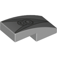 Lego Brick Curved 2 x 1 No Studs with Silver '8' Print