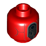 Lego Minifig Head Kessel Operations Droid, Metal Plates and Conduits Print [Hollow Stud] / Red