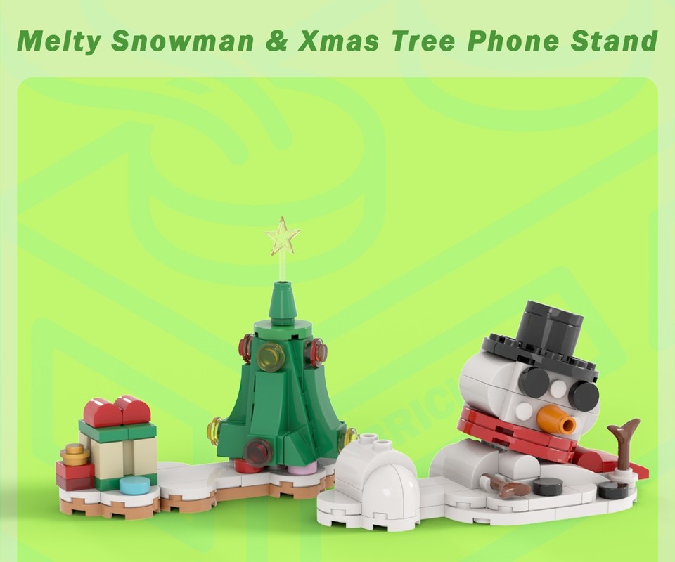 Lego Melty Snowman & Xmas Tree Phone Stand