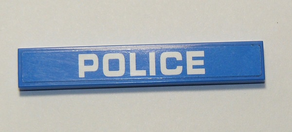 Lego Tile 1 x 6 with White 'POLICE' Pattern (Sticker) - Set 60207 / Blue