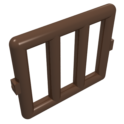 Lego Bar 1 x 4 x 3 Window [Side Tabs] / Brown
