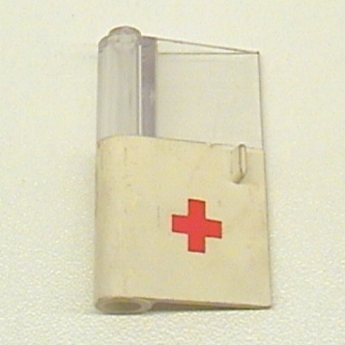 Lego Door 1 x 3 x 4 Left with Window and Red Cross Print, Lower [338 / 373-2]
