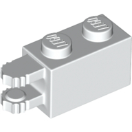 Lego Hinge Brick 1 x 2 Locking with 2 Fingers Horizontal End, 7 Teeth / White