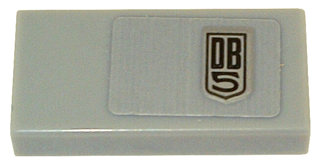 Lego Tile 1 x 2 with Silver and Black Aston Martin 'DB5' Logo Pattern (Sticker) - Set 76911 / Light Bluish Gray