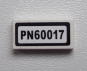 Lego Tile 1 x 2 with 'PN60017' Pattern (Sticker) - Set 60017