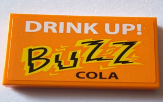 Lego Tile 2 x 4 with 'DRINK UP! BUZZ COLA' Pattern (Sticker) - Set 71016