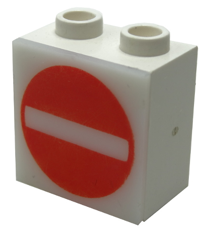 Lego Electric, Light 1 1/8 x 2 x 1 2/3 Cabinet with Lamp Holes (Sign Back) with Milky White Electric, Light 2 x 2 Clip-On Plate with No Entry / Thoroughfare Pattern (2383 / 2384pb05)