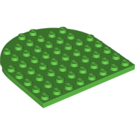 Lego Plate 8 x 8 with Rounded End / Bright Green