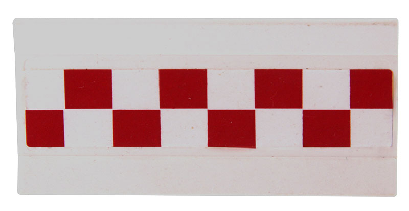 Lego Vehicle, Spoiler / Plow Blade 6 x 3 with Hinge with Red and White Checkered Pattern (Sticker) - Set 3181 / White