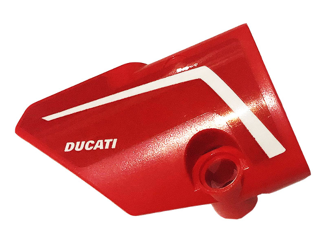 Lego Technic, Panel Fairing # 1 Small Smooth Short, Side A with White Stripe and 'DUCATI' Pattern (Sticker) - Set 42107