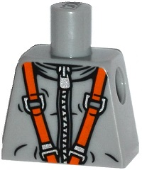 Lego Torso Spacesuit with Silver Zipper and Orange Harness Pattern / Light Bluish Gray