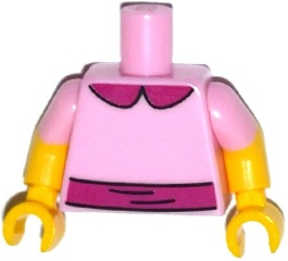 Lego Torso Simpsons Dress with Magenta Collar and Belt Pattern / Yellow Arms with Molded Bright Pink Short Sleeves Pattern / Yellow Hands