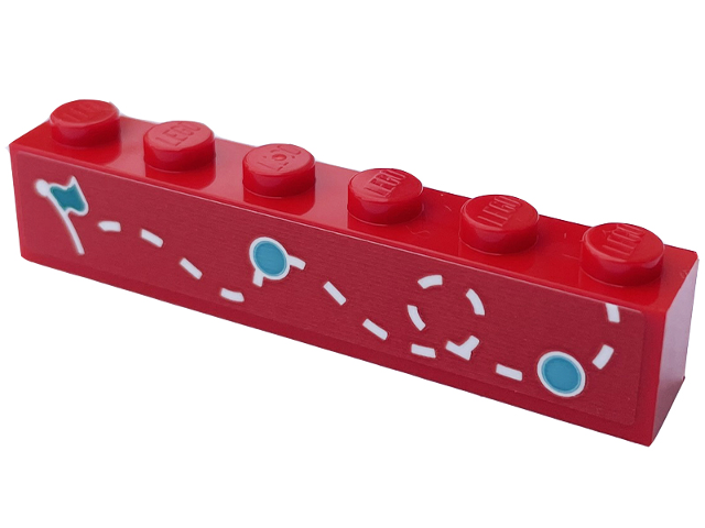 Lego Brick 1 x 6 with Dark Turquoise Flag and Circles and White Dotted Line Pattern Model Left Side (Sticker) - Set 60407