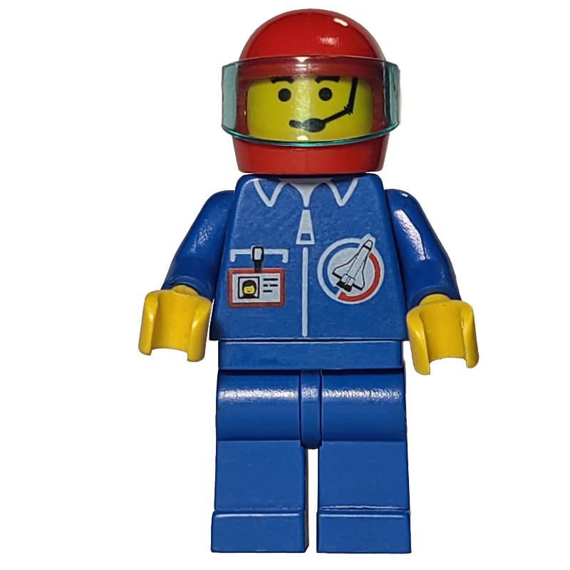 Lego Launch Command Pilot, Blue Jumpsuit, Red Helmet with Visor, Headset