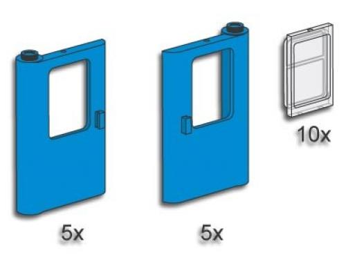 Lego Blue Train Doors with Panes