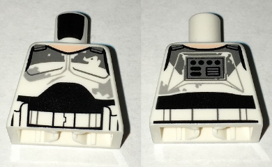 Lego Torso SW Armor Commander Wolffe, Dirt Stains Pattern (Rebels) / White