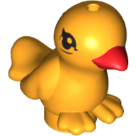 Lego Animal, Bird, Two Feet with Red Beak Print / Bright Light Orange