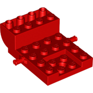 Lego Vehicle Base, Carriage 4 x 6 x 1 2/3 with Wheel Clip Pins / Red