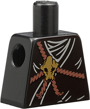 Lego Torso Ninjago Brown Rope, Gold Medallion and Black Undershirt Pattern / Black