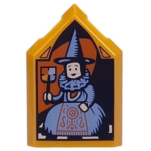Lego Tile Special 2 x 3 Pentagonal with Elizabeth Burke Print / Pearl Gold