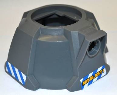 Lego Air Blast Launcher Base (Racers) with Blue and White Danger Stripes on Both Sides and Yellow 'AIR BLAST!' Pattern (Stickers) - Set 7970