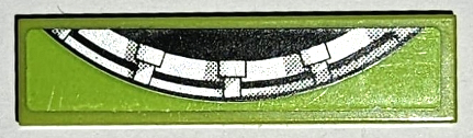 Lego Tile 1 x 4 with Black and Silver Semicircle with Large Full Shadows Pattern Model Left Side (Sticker) - Set 8864 / Lime