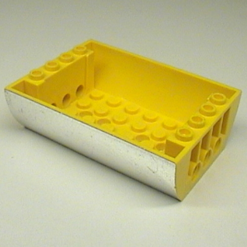 Lego Brick Curved Inverted 8 x 6 x 2 Double with Chrome Silver Sides Print / Yellow