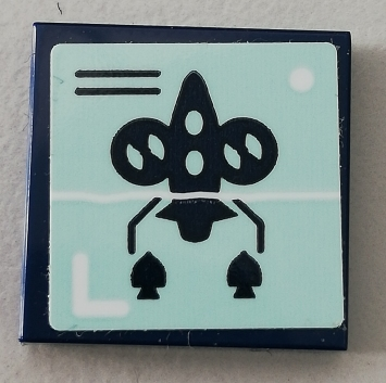 Lego Tile 2 x 2 with Rocket Pattern (Sticker) - Set 75551 / Dark Blue