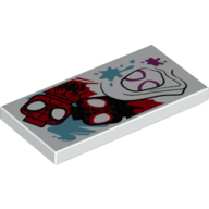 Lego Tile 2 x 4 with Spider-Man (Peter Parker), Spin (Miles Morales), Ghost-Spider (Gwen Stacy) Print / White