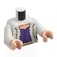 Lego Torso, Fur Coat, Gold Decorations, Dark Purple Dress, Light Nougat Chest Print, White Arms, Light Nougat Hands