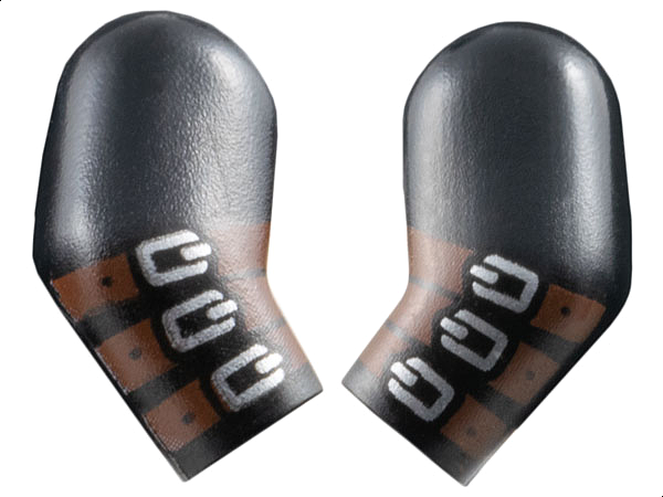 Lego Arm, (Matching Left and Right) Pair with 3 Reddish Brown Belts and Silver Buckles Pattern
