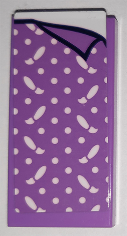 Lego Tile 2 x 4 with Medium Lavender Blanket with Dots and Paintbrushes Pattern (Sticker) - Set 41340