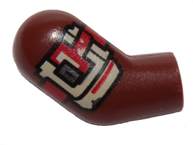 Lego Arm, Right with Red and White Armor Plate Pattern / Reddish Brown