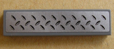 Lego Tile 1 x 4 with Tread Plate Pattern (Sticker) - Set 8134 / Dark Bluish Gray